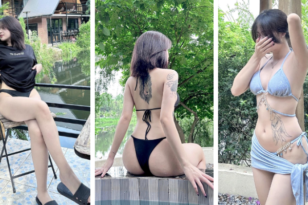 55+ Ảnh tiktoker Ninh Anh diện bikini hở hình xăm siêu hot