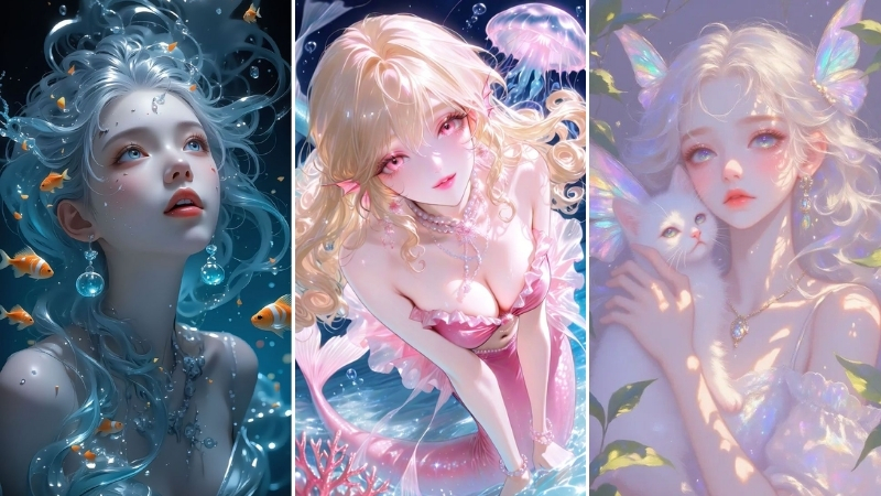 Hình nền gái anime đẹp cuốn hút mang phong cách nghệ thuật