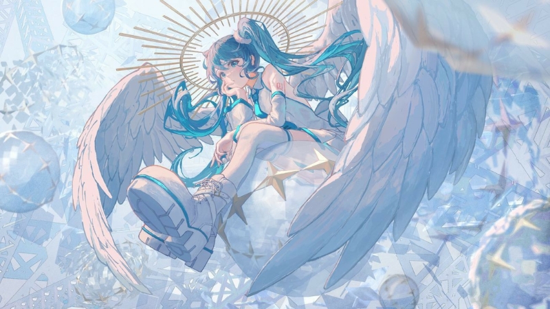 Hình nền máy tính gái anime với sắc màu mượt