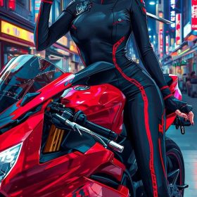Anime gái xinh lái mô tô chất