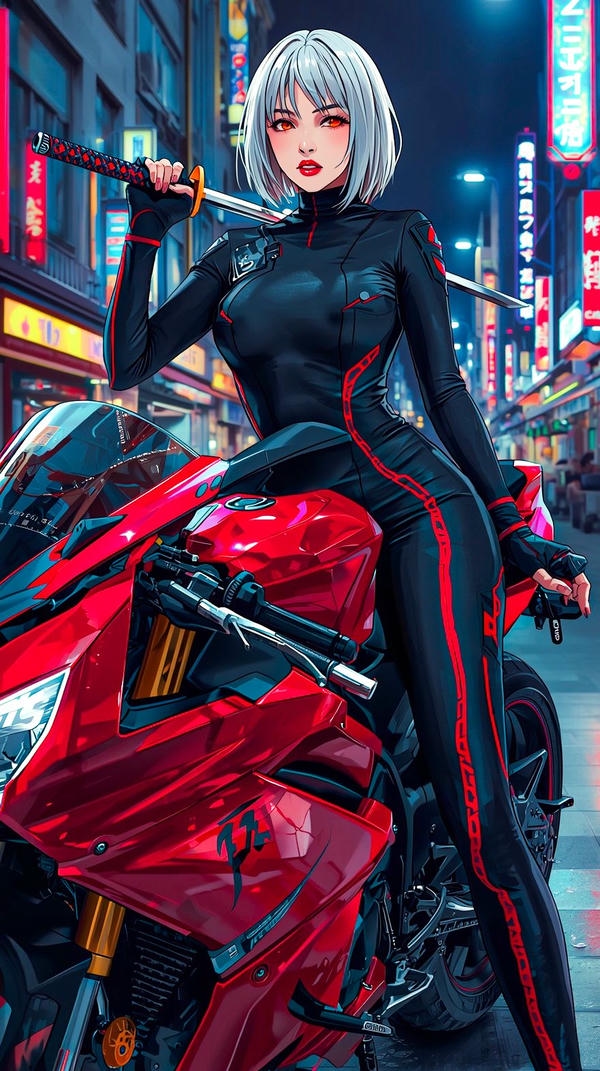Anime gái xinh lái mô tô chất