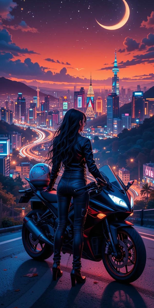 Anime gái xinh lái mô tô đẹp