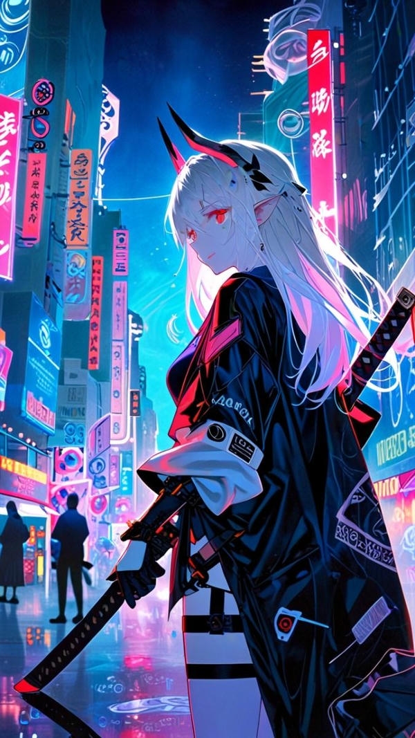 “Cô gái anime bước vào trận chiến.”