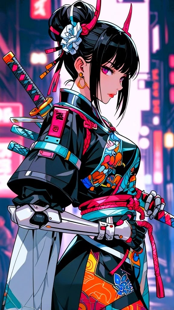 “Cô gái anime và thanh kiếm.”