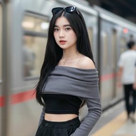 Cô gái cute giữa phố