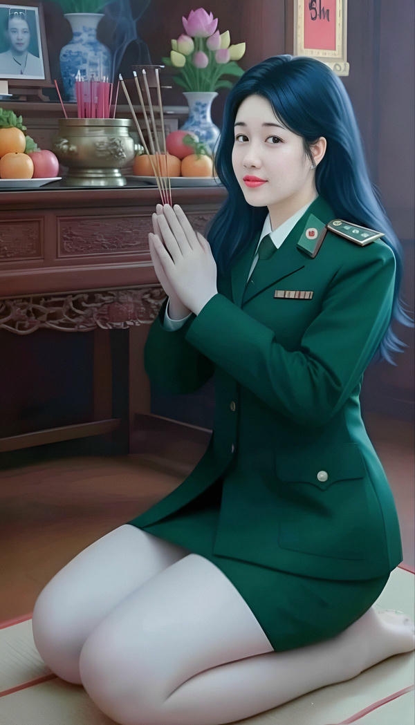 Girl mặc quân phục đẹp và mạnh mẽ.