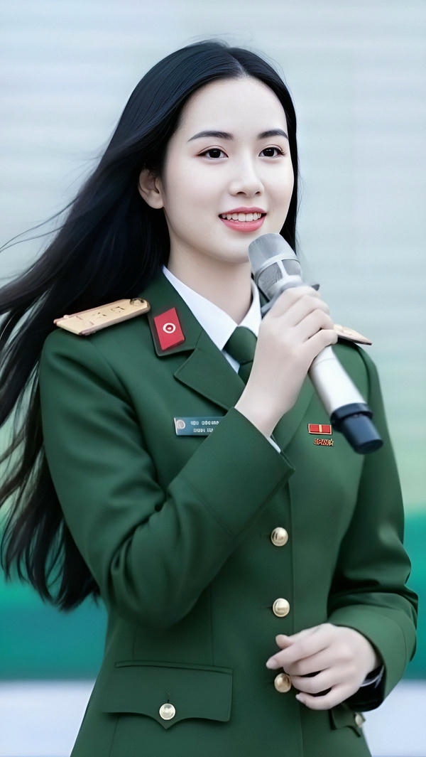 Girl quân đội đầy khí chất.
