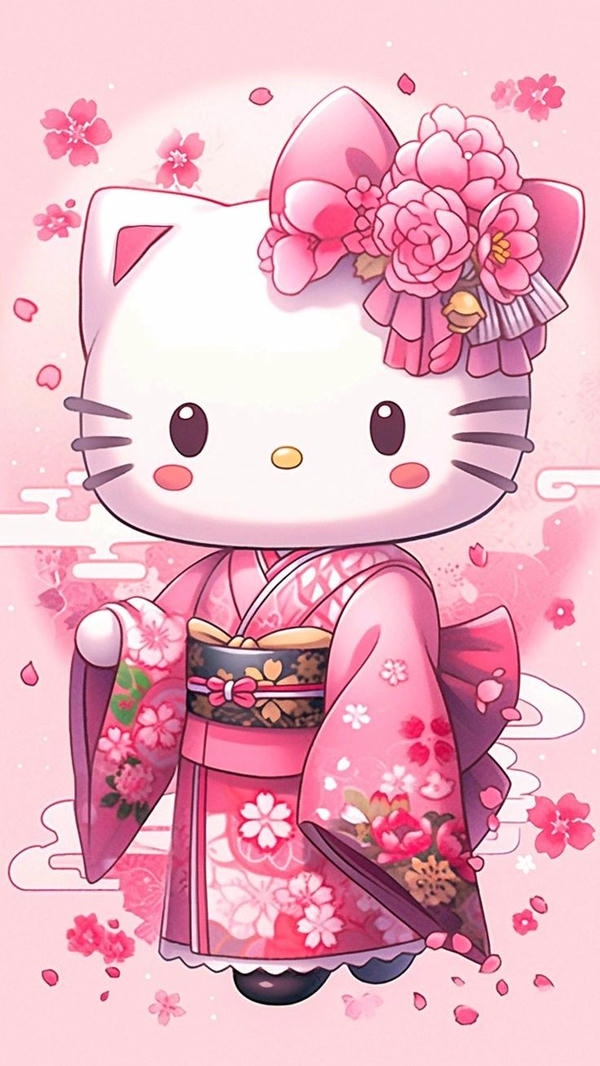Hình nền dễ thương không thể thiếu Hello Kitty.