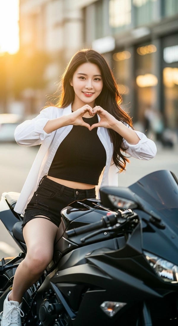 Hình nền gái xinh và mô tô đầy cá tính.