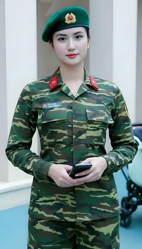 Quân phục làm nàng thêm cuốn hút.