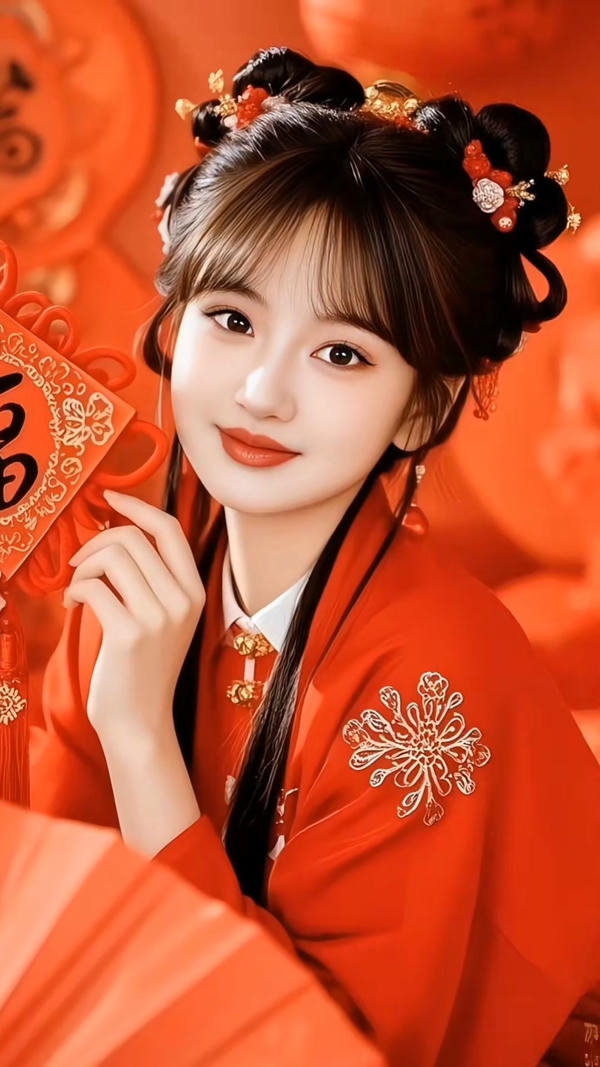 Mỹ nhân cổ trang cười tươi rất cute.
