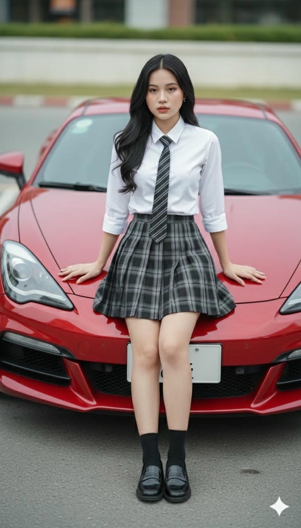 Nét đẹp cuốn hút bên siêu xe.