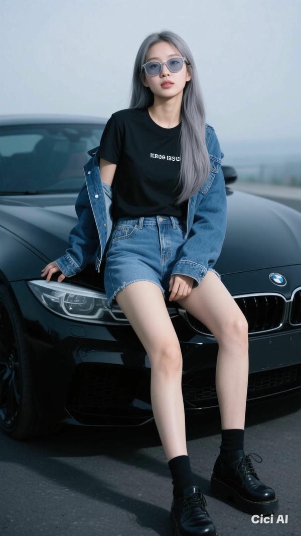 Nét đẹp hiện đại cạnh siêu xe.