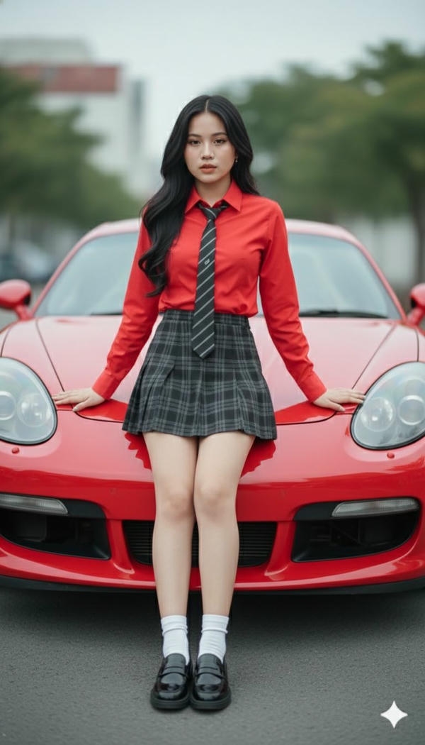 Vẻ đẹp nổi bật giữa siêu xe.
